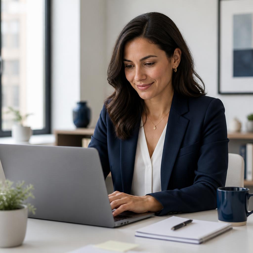 Confident professional preparing for an interview